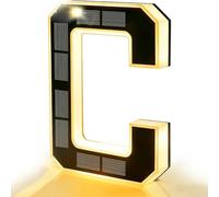 9 Inch Solar Lighted House Numbers for Outside,IP65 Waterproof LED Light Up Address Numbers Signs for Houses,No Drill Adhesive or Screw Mount,Dusk to Dawn (C)