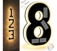 9 Inch Solar Lighted House Numbers For Outside, Light Up House Numbers Solars, Illuminated Houses Number, 0-9 Solar-Powered Houses Number, Illuminate Your Home (8,6.7 in)
