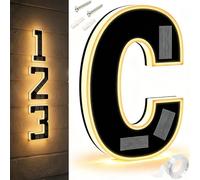 9 Inch Solar Lighted House Numbers For Outside, Light Up House Numbers Solars, Illuminated Houses Number, 0-9 Solar-Powered Houses Number, Illuminate Your Home (C,4.7 in)