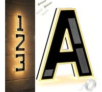 9 Inch Solar Lighted House Numbers For Outside, Light Up House Numbers Solars, Illuminated Houses Number, 0-9 Solar-Powered Houses Number, Illuminate Your Home (A,6.7 in)