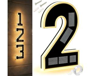 9 Inch Solar Lighted House Numbers For Outside, Light Up House Numbers Solars, Illuminated Houses Number, 0-9 Solar-Powered Houses Number, Illuminate Your Home (2,4.7 in)