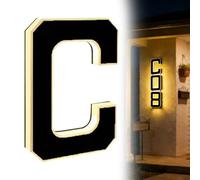 9 Inch Solar Lighted House Numbers for Outside, Light Up Waterproof LED Address Numbers Signs for Houses, Large Personalized Illuminated Exterior Modern House Numbers Light (C)