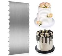 9 Inch Stainless Steel Cake Scraper, Double Sided Patterned Metal Cake Scraper Buttercream Smoother for Different Shapes of Comb Cake Edges Decoration, Durable Kitchen Baking Tools for Long Time Using
