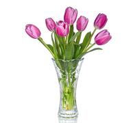 9 Inch Thickened Clear Crystal Glass Vase Home Table Centerpiece Decor | Thickened Heavy Clear Glass Vase 9 Inch 2.3 lb for Wedding Reception Home Office Table Centerpiece Display