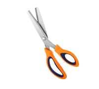 9 Inch Zig Zag Craft Scissors Decorative Edge, Pinking Shears Scissors for Fabric Cutting, Professional Dressmaking Sharp Fabric Sewing Scissors, Comfort Grips Scrapbook Scissors (Orange+Blue)