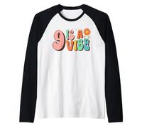 9 is A Vibe 9th Birthday Girl Age 9 Year Old Bday Groovy Raglan Baseball Tee