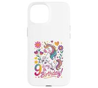 9 Is My 9th Birthday Unicorn Rainbow Magic Case for iPhone 15