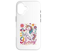 9 Is My 9th Birthday Unicorn Rainbow Magic Case for iPhone 16