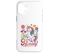 9 Is My 9th Birthday Unicorn Rainbow Magic Case for iPhone 16 Plus