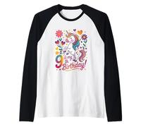 9 is My 9th Birthday Unicorn Rainbow Magic Raglan Baseball Tee