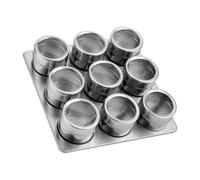 9 Jars With Tray Stainless Steel Magnetic Spice Rack Pot Herb Tin Jar Storage Holder Cook Stand