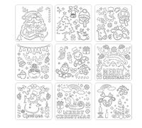 9 Kit Stencils Embossing Template Painting Scrapbooking Reusable Washable Handbook Album Paper Card Funny Tool Painting Templates Stencils for Kids Adults Wall Wood Canvas Kit Set