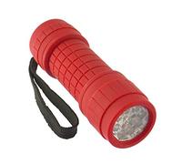 9 LED Red Torch Light Mini Flashlight Camping Hiking Rubber Case GAR69