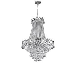 9 Light 52cm Chrome Chandelier Complete With Crystal