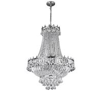 9 Lights Chrome Finish Frame Ceiling Fitting Chandelier Light with Crystal Drops