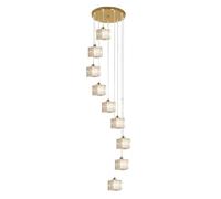 9 Lights Crystal Chandeliers, Long Pendant Light, Villa Square Spiral Suspension Glass Ceiling Lamps, for Foyer, Hallway, Entryway,Staircase Chandeliers(Black)