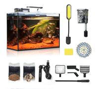9 Litre Small Glass Aquarium Starter Kit with Self Cleaning Heating System Efficiency Filter Gravel Cleaning Tool Leakproof Ultra Clear Betta Tank