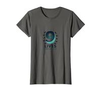 9 Lives Zero Regrets Cat Lover Motivational T-Shirt, Women, Asphalt Grey, Large