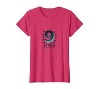 9 Lives Zero Regrets Cat Lover Motivational T-Shirt, Women, Red Heather, Large
