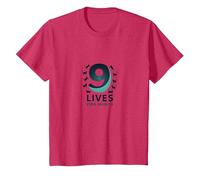9 Lives Zero Regrets Cat Lover Motivational T-Shirt, Youth, Red Heather, Medium