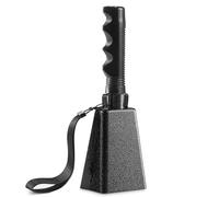 9" Metal Cowbells with Handle - (1 Pack) Cow Bells Loud Cheering Noise Makers for Sporting Events, Football Games, School Spirit, Rallies & Celebrations - Black Steel Percussion Music Instrument