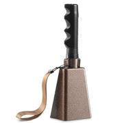 9" Metal Cowbells with Handle - (1 Pack) Cow Bells Loud Cheering Noise Makers for Sporting Events, Football Games, School Spirit, Rallies & Celebrations - Copper Steel Percussion Music Instrument