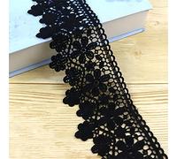 9 Meters 9cm Lace Ribbon Cotton Fabric Crochet Lace Trim Edging Trimmings Fabric Embroidered Applique Cotton Lace Edge Trim Ribbon Cotton Lace Tape for Sewing Crafting Wedding Cards DIY (Black)