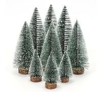 9 Mini Green Christmas Trees, Miniature Artificial Christmas Tree with Snow Effect, 3 Sizes in 10/15/20 cm, Small Christmas Decoration for Table Decoration Showcase Shop DIY