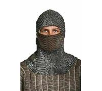 9 mm Flat Riveted Chainmail Hood Face Cover, Knights Armour Chain Mail Coif, Medieval Reenactment