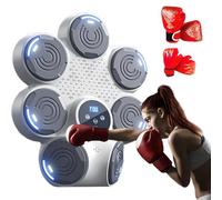 9 Mode Boxing Music Machine, Smart Music Boxing Machine Wall Mounted Punching Machine with Boxing Gloves, 5+2 Hitting Surface, 50cm Height Adjust, Boxing Equipment with LED Light for Adults Kids