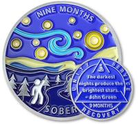 9 Month Sobriety Coin Sobriety Chips AA Chip AA Coins Sober Token Recovery Medallion NA Chips NA Coins from 1 to 12 Months Plastic case Included-9 Month Baking Paint