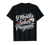 9 Months Sober Pregnant Expecting Mom Humor - Value Graphic T-Shirt, Men, Black, L
