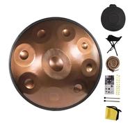 9-Note Handpan Drum, 22” D Minor Steel Tongue Drum, Handcrafted for Meditative Harmony and Relaxation(Gold,440Hz)