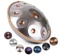 9 Note Handpan Drum 22" in D Minor for Beginners 432Hz/440Hz Sound Healing Includes Case Stic & Stand - Perfect for Mtat & Relaxat (Silver 440Hz)