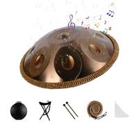 9 Note Handpan Drum Sets, 22 Inch D-Minor 440Hz Steel Hand Pan Percussion Instruments, Rain Drum for Outside Garden, for Sound Healing, Personal Meditation, Yoga