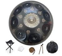 9 Notes 22 Inch Handpan, D-Minor 432 Hz Steel Drum Percussion Instrument, Mandala Musical Performance Handmade Healing Musical Instrument Gift Black