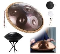 9 Notes Handpan 22 Inch D Minor Kurd Handpan Drum Percussion Hangdrum For Sound Healing, Personal Meditation D Minor 440Hz/432Hz Steel Hand Drum(Purple,9 Notes (432Hz))
