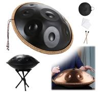 9 Notes Handpan 22 Inch D Minor Kurd Handpan Drum Percussion Hangdrum For Sound Healing, Personal Meditation D Minor 440Hz/432Hz Steel Hand Drum(Black,9 Notes (440Hz))