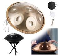 9 Notes Handpan 22 Inch D Minor Kurd Handpan Drum Percussion Hangdrum For Sound Healing, Personal Meditation D Minor 440Hz/432Hz Steel Hand Drum(Gold,9 Notes (432Hz))