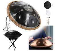 9 Notes Handpan 22 Inch D Minor Kurd Handpan Drum Percussion Hangdrum For Sound Healing, Personal Meditation D Minor 440Hz/432Hz Steel Hand Drum(Mandala,9 Notes (432Hz))