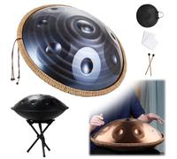 9 Notes Handpan 22 Inch D Minor Kurd Handpan Drum Percussion Hangdrum For Sound Healing, Personal Meditation D Minor 440Hz/432Hz Steel Hand Drum(Dark,9 Notes (432Hz))