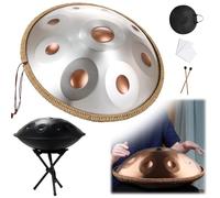 9 Notes Handpan 22 Inch D Minor Kurd Handpan Drum Percussion Hangdrum For Sound Healing, Personal Meditation D Minor 440Hz/432Hz Steel Hand Drum(Goldeneye,9 Notes (432Hz))