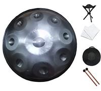 9 Notes Handpan Drum, 22" D Minor Steel Drum Percussion for Yoga/Meditation/Zen Education, Steel Tongue Drum with Soft Hand Pan Bag, 2 Mallets, Handpan Stand, Dust- Cloth (Color :)
