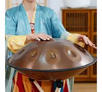 9 Notes Handpan Drum, Percussion Steel Hand Drum in D Minor, 22 Inches 440Hz Handpan Set with Soft Hand Pan Bag, 2 Handpan Mallet, Handpan Stand,Brown