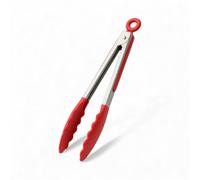 9" Nylon Kitchen Tongs Heat Resistant Non Slip Grips Stainless Steel Locking Serving Tongs for Cooking BBQ Frying Salad Pasta Baking Grilling Food Tong Utensil Dishwasher Safe Easy Control RED