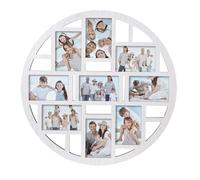 9-Opening Circular Collage Picture Frame Wall Decor - White Round Multi Photo Frame for 4x6 Pictures, Modern Hanging Wall Art for Living Room, Bedroom, or Hallway - 22.05 x 22.05 Inch