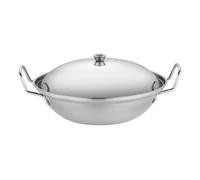 9 Or 10 11 Inch Heavy Duty Stainless Steel Wok With Lid Stir Fry Pan For 304 Cooking Pot Double Handles Kitchen And Outdoor Camping Baby Food (Silver1, 21.5cmX6.5cm)