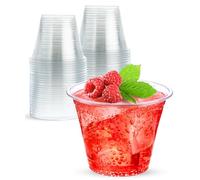 9 oz Clear Plastic Cups, 50 Pack 9oz Plastic Cocktail Party Cups, Disposable Wine Glasses Small Drinking Cups for Wedding, Punch Cup, Reusable Food Safe
