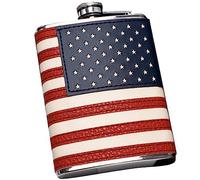 9 Oz Hip Flasks Stainless Steel Usa Flag Printing Leather Vodka Whiskey Flagon Outdoor Sports Portable Wine Pot Alcohol Bottle
