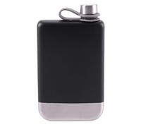 9 oz Stainless Steel 304 Hip Flask - Black, Portable Whiskey/Wine Bottle with Attached Screw Cap, Gift-Ready Flagon